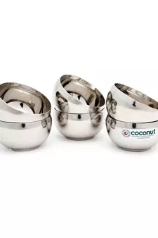coconut Stainless Steel Vegetable Bowls/Serving Bowls/Steel Bowls - Set of 6 Pieces - 3.25 inches - Capacity -Each 180ML