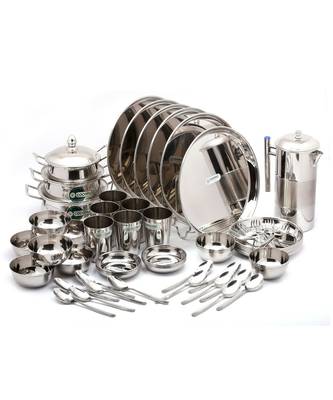 coconut Stainless Steel Dinner Set - 58 Pieces, Silver 1