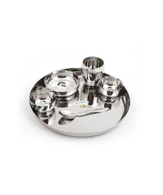 coconut Stainless Steel Mirror Finish Dinner Set/Thali/Dinnerware & Serveware - 6 Pc 1