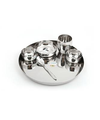 coconut Stainless Steel Mirror Finish Dinner Set/Thali/Dinnerware & Serveware - 6 Pc 2