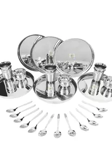 coconut Stainless Steel (Heavy Guage) Delight Dinner Set/Dinnerware & Serveware - 30 Piece