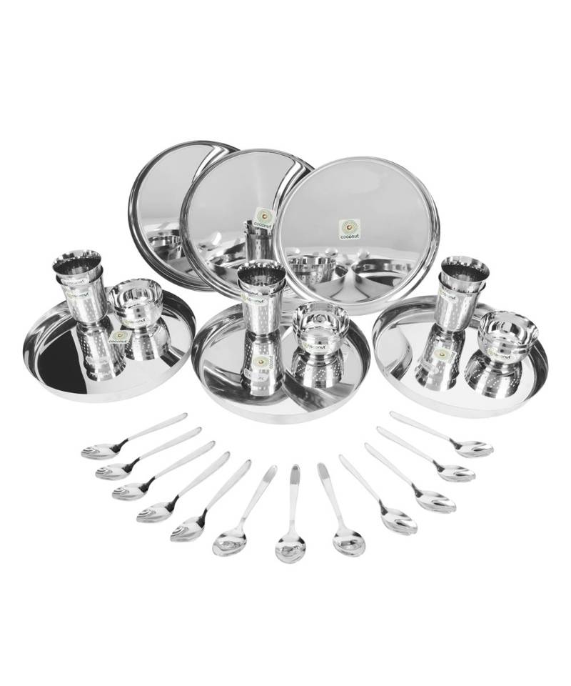 coconut Stainless Steel (Heavy Guage) Delight Dinner Set/Dinnerware & Serveware - 30 Piece