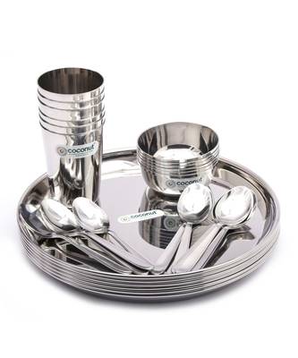 coconut Stainless Steel (Heavy Guage) Mirror Finish Happy Dinner Set/Dinnerware & Serveware - 30 Pc 1