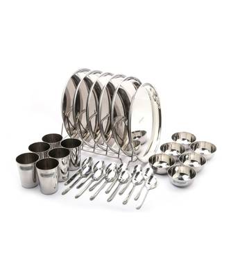 coconut Stainless Steel (Heavy Guage) Mirror Finish Happy Dinner Set/Dinnerware & Serveware - 30 Pc 2