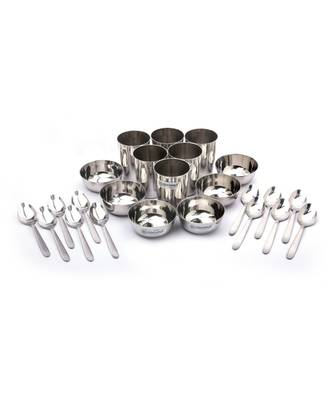 coconut Stainless Steel (Heavy Guage) Mirror Finish Happy Dinner Set/Dinnerware & Serveware - 30 Pc 3