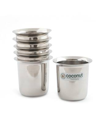 coconut Stainless Steel D14 Kolga Glasses - Set of 6 (120 ML Each) 1