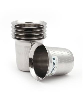 coconut Stainless Steel Coffee Glasses - Set of 6, Set of 6 Units - Capacity -120ML Each Glass 2
