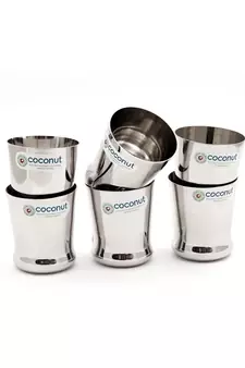 coconut Stainless Steel Mini Glasses Ideal for Tea/Coffee - Set of 6 - Capacity - 170 ML Each Glass