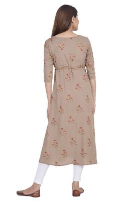 Beige printed rayon ethnic-kurtis 3