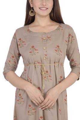 Beige printed rayon ethnic-kurtis 4