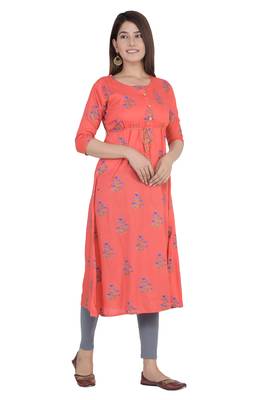 Red printed rayon ethnic-kurtis 1