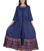 Blue printed rayon diwali-kurtis