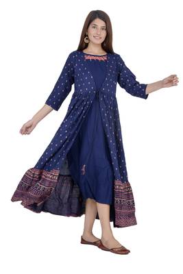 Blue printed rayon diwali-kurtis 2