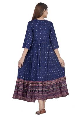 Blue printed rayon diwali-kurtis 3