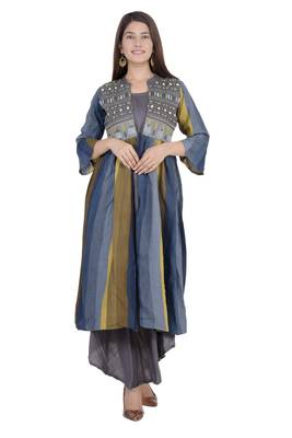 Grey embroidered rayon diwali-kurtis 1