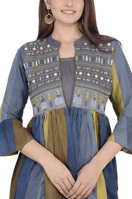 Grey embroidered rayon diwali-kurtis 4