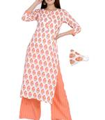 Orange printed rayon diwali-kurtis