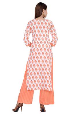 Orange printed rayon diwali-kurtis 3