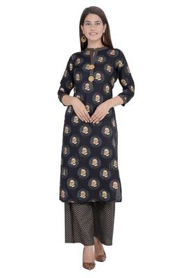 Black printed rayon diwali-kurtis 1