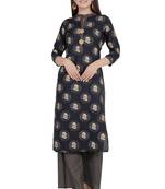 Black printed rayon diwali-kurtis
