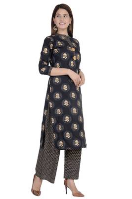 Black printed rayon diwali-kurtis 2