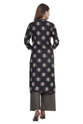 Black printed rayon diwali-kurtis 3