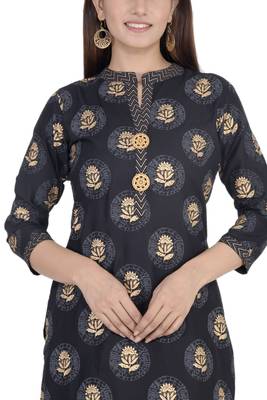 Black printed rayon diwali-kurtis 4