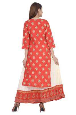 Red embroidered rayon diwali-kurtis 3