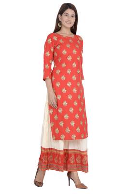 Red embroidered rayon diwali-kurtis 5