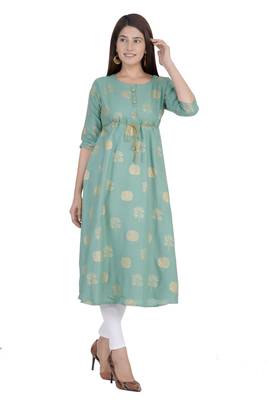 Green printed rayon ethnic-kurtis 2