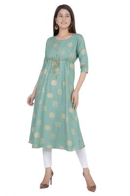 Green printed rayon ethnic-kurtis 5
