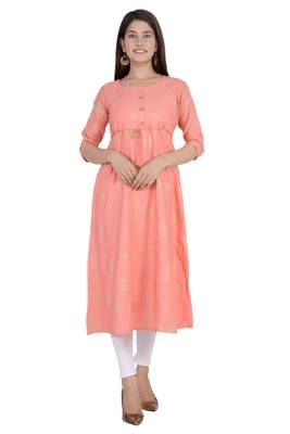 Pink printed rayon ethnic-kurtis 1
