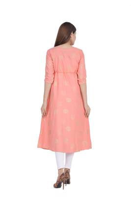 Pink printed rayon ethnic-kurtis 3