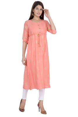 Pink printed rayon ethnic-kurtis 5