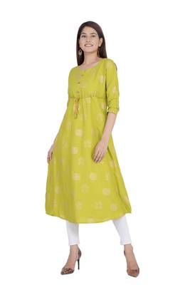 Lime printed rayon ethnic-kurtis 2