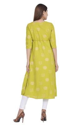 Lime printed rayon ethnic-kurtis 3