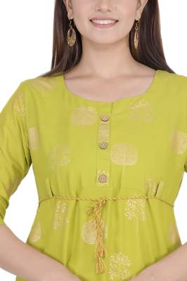 Lime printed rayon ethnic-kurtis 4