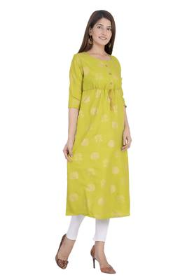 Lime printed rayon ethnic-kurtis 5