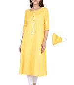 Yellow printed rayon ethnic-kurtis
