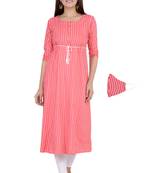 Pink printed rayon ethnic-kurtis