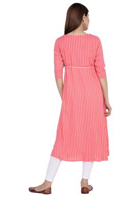 Pink printed rayon ethnic-kurtis 3