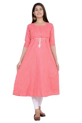 Pink printed rayon ethnic-kurtis 5
