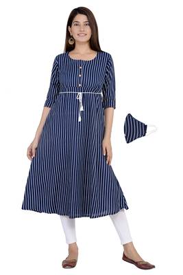Blue printed rayon ethnic-kurtis 1