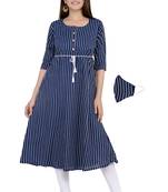 Blue printed rayon ethnic-kurtis