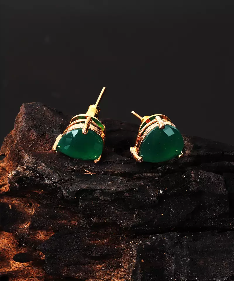 Green stone studs