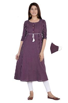 Wine printed rayon ethnic-kurtis 1