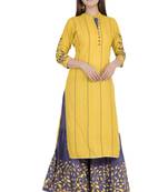 Yellow printed rayon diwali-kurtis