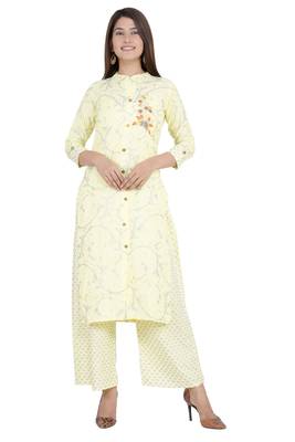 Yellow embroidered rayon diwali-kurtis 1