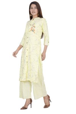 Yellow embroidered rayon diwali-kurtis 2