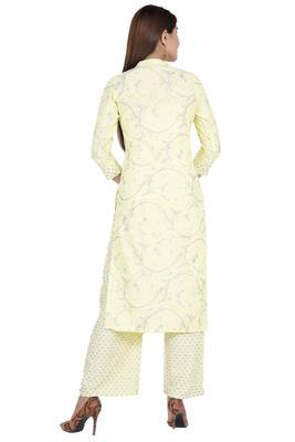 Yellow embroidered rayon diwali-kurtis 3